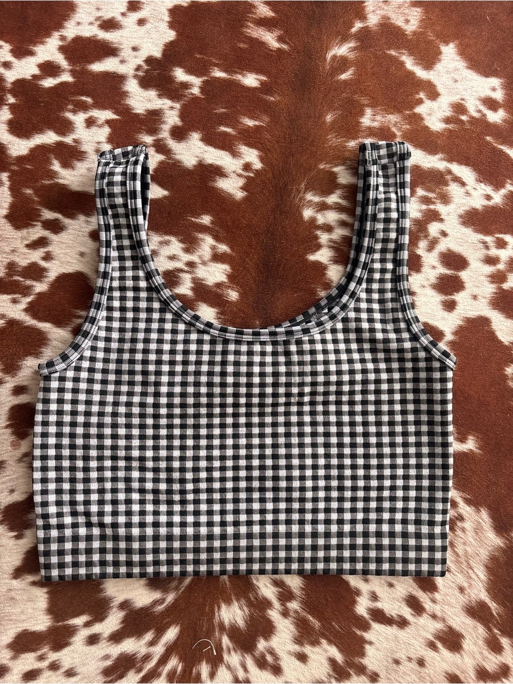 Black & White Gingham Crop Tank Top/bra